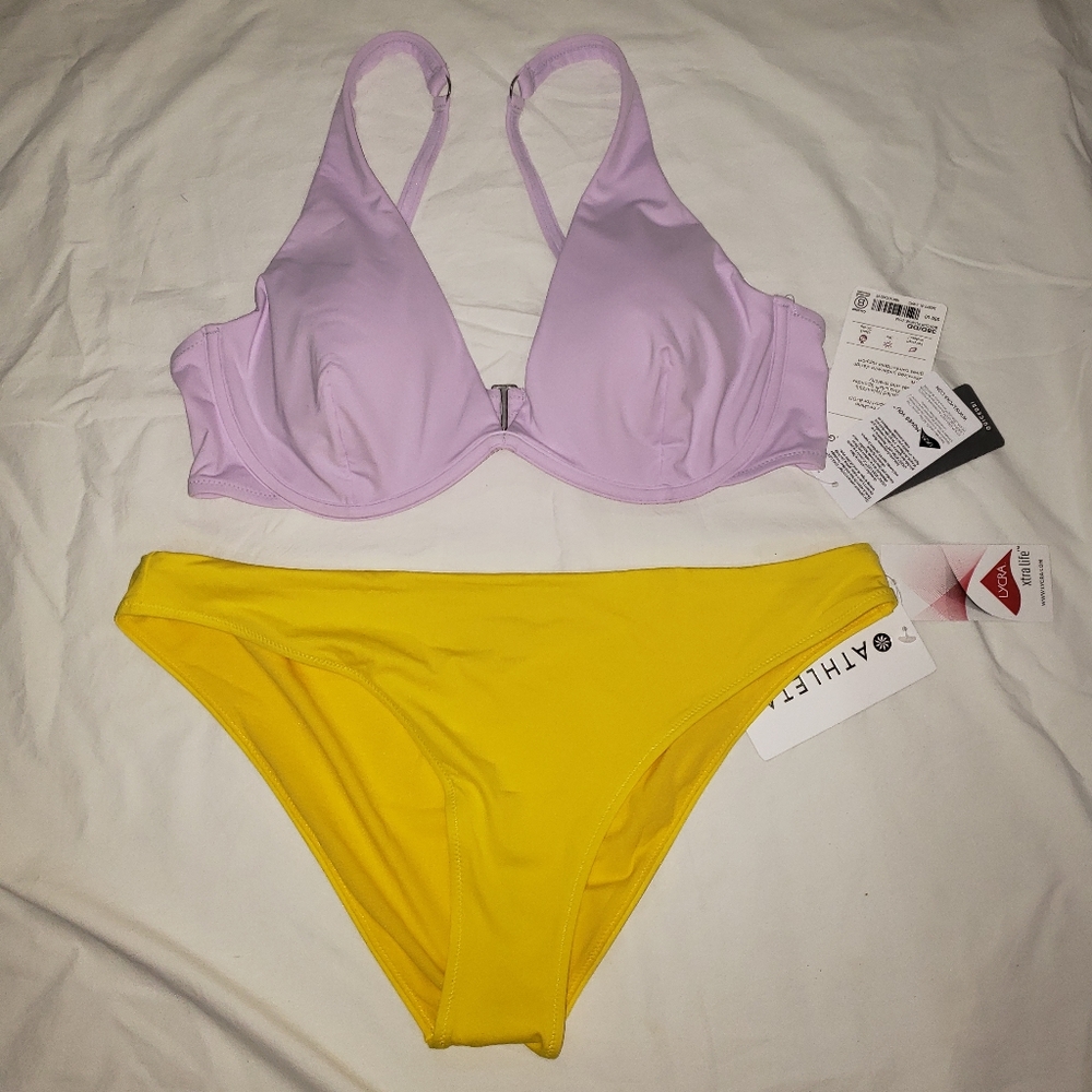 Athleta bra cup plunge bikini top and bottom